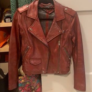Red/silver IRO leather jacket (size 34)